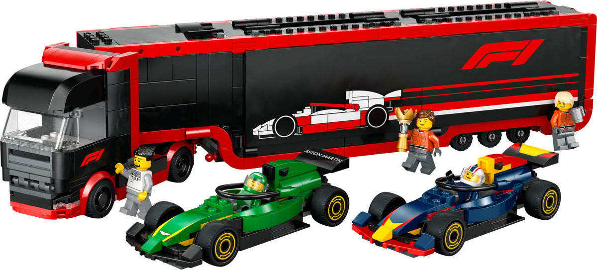 LEGO F1® Truck with RB20 & AMR24 F1® Cars 60445